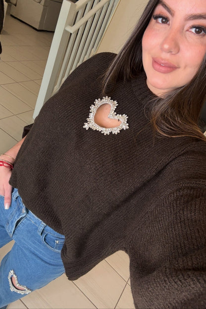 Shiny Heart on a Brown Sweater