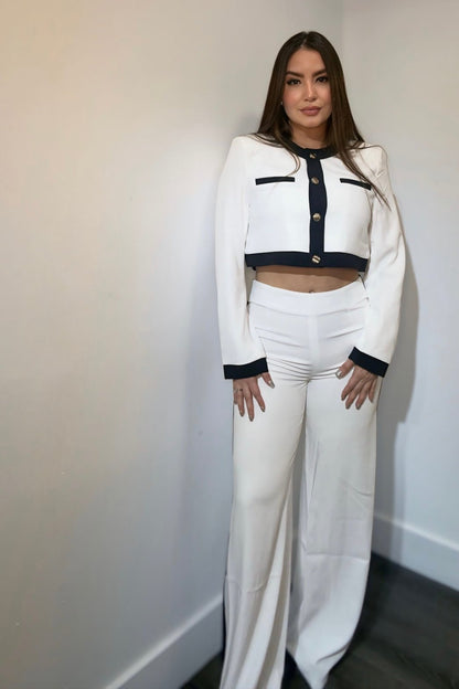 White and Black Pants Set