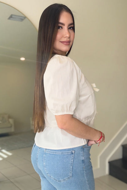 Coquette Bow Off White Top