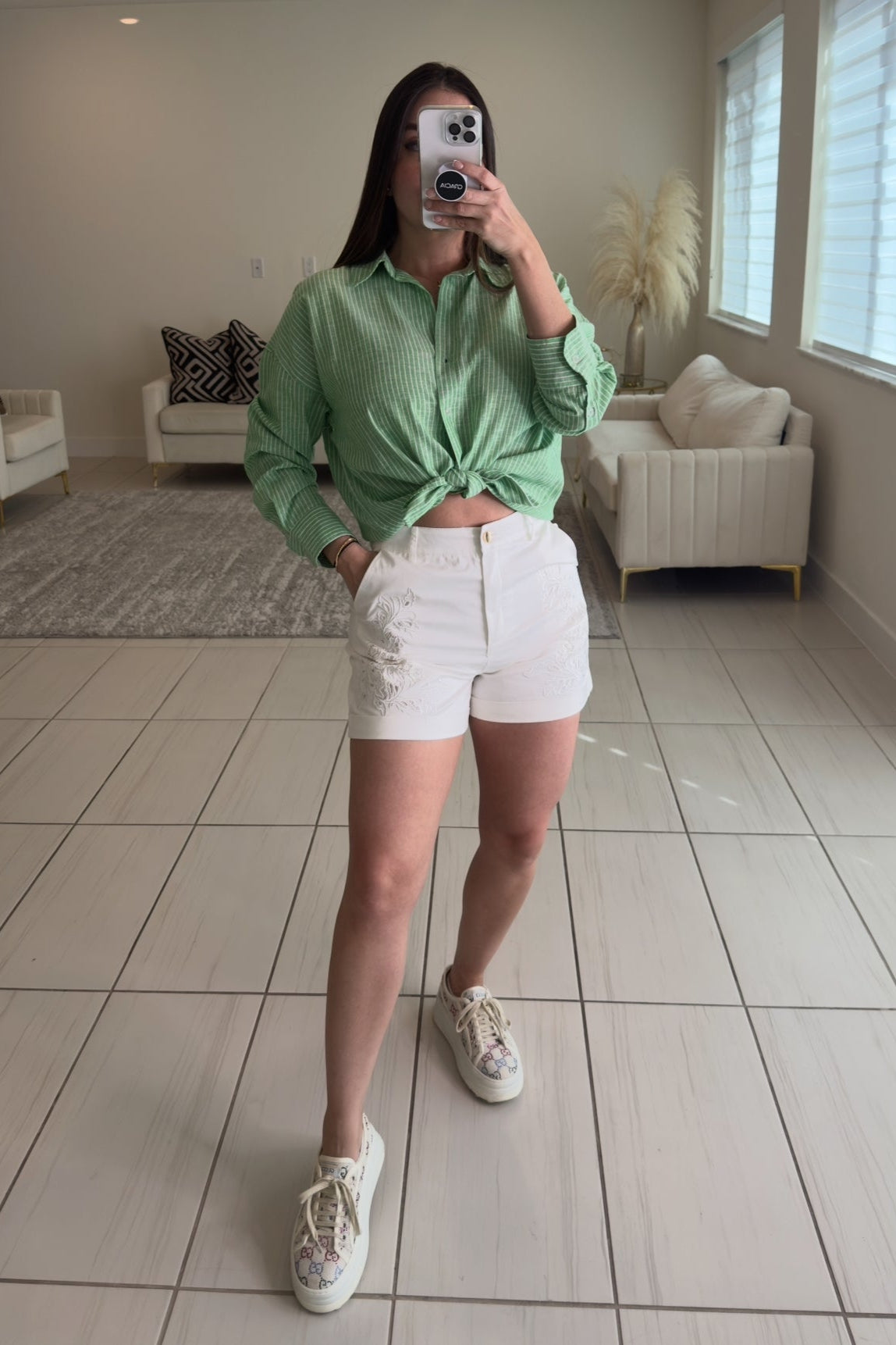 Timeless Embroidered White Short