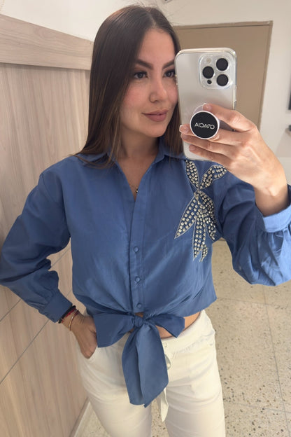 Bright Flower Blue Top