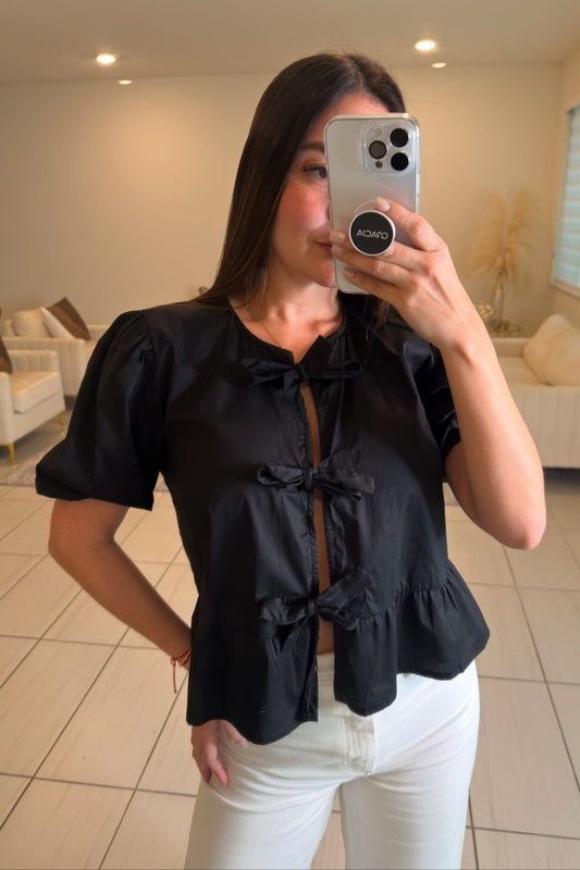 Coquette Bow Black Top