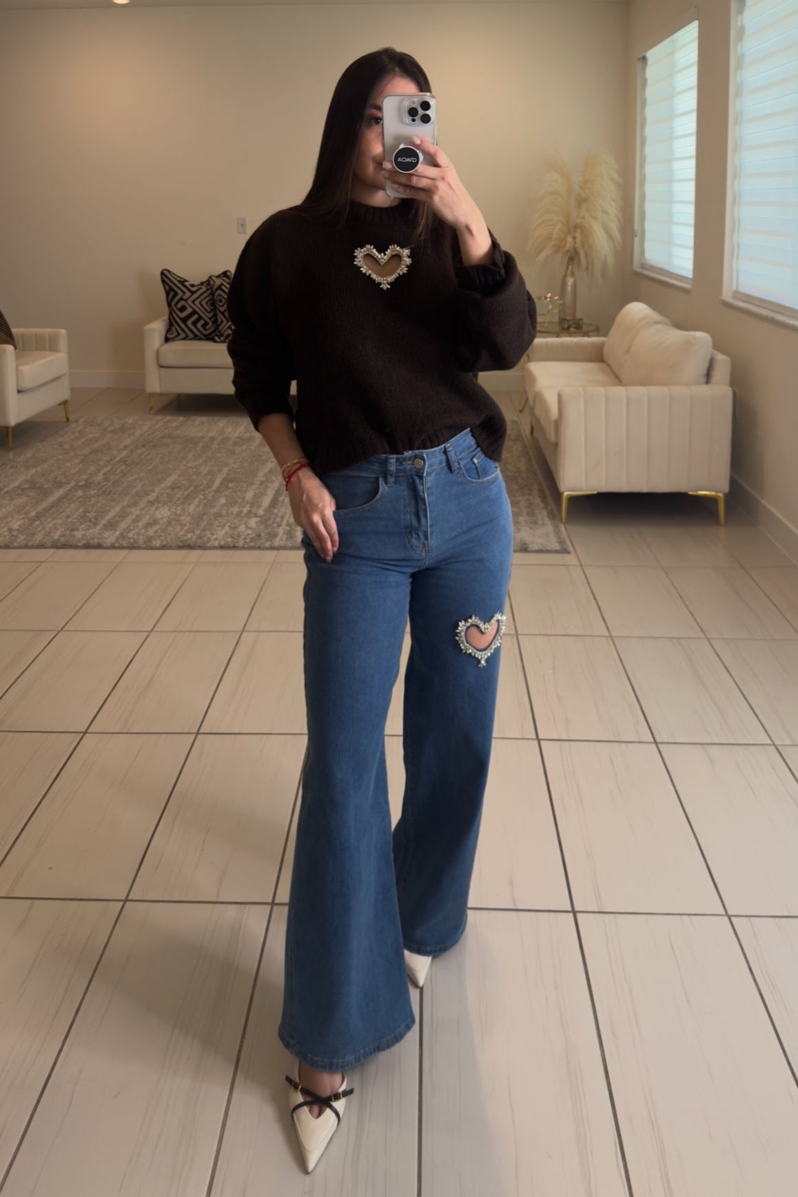 Shiny Heart on a Brown Sweater