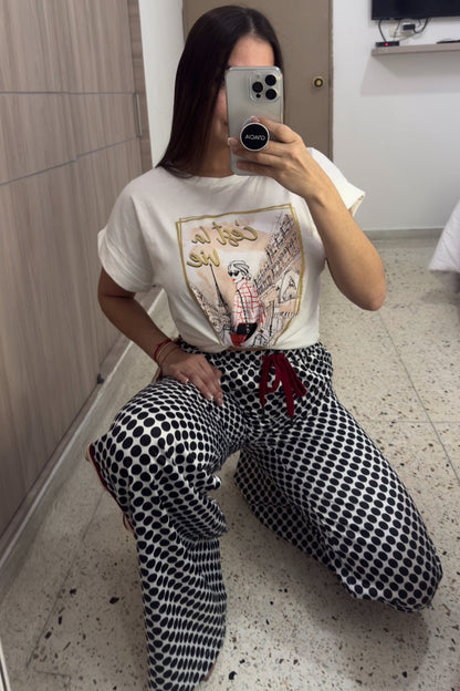 Polka Dots with Red Lines Pants