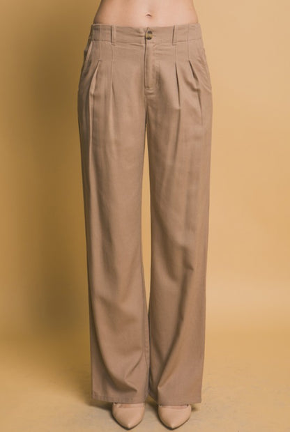 Classic Cut Linen Brown Pants