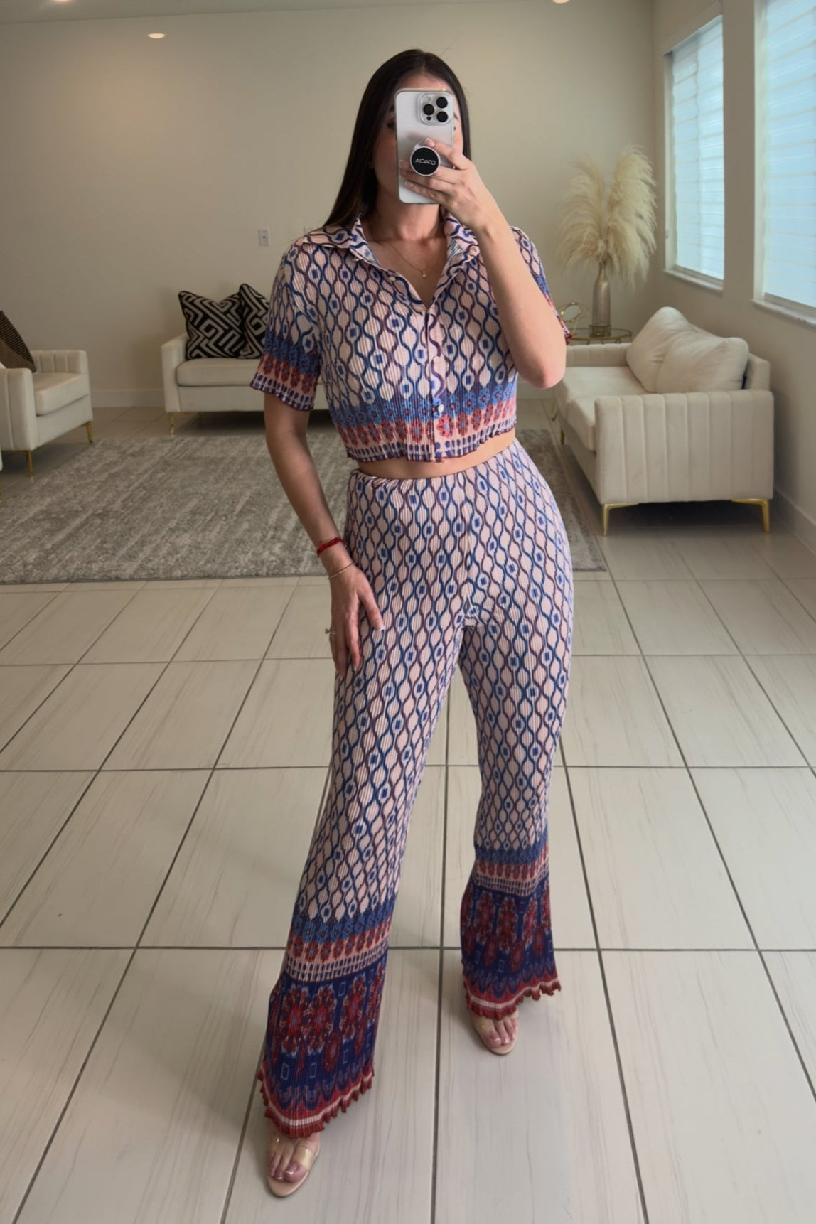 Serenity Breeze Printed Pants Set