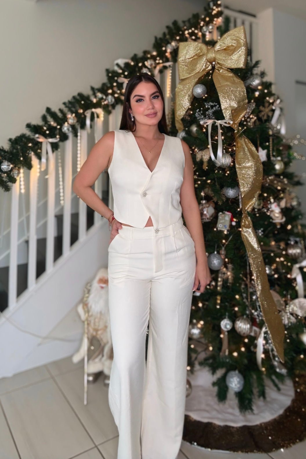 Grace White Pants Set