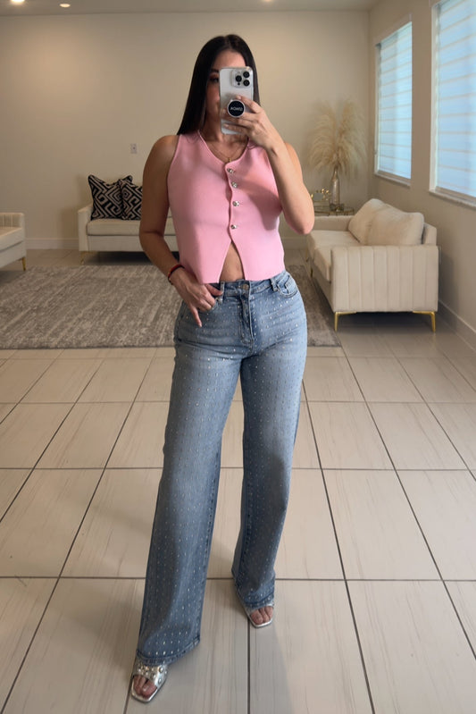 Shiny Studs Denim Pants
