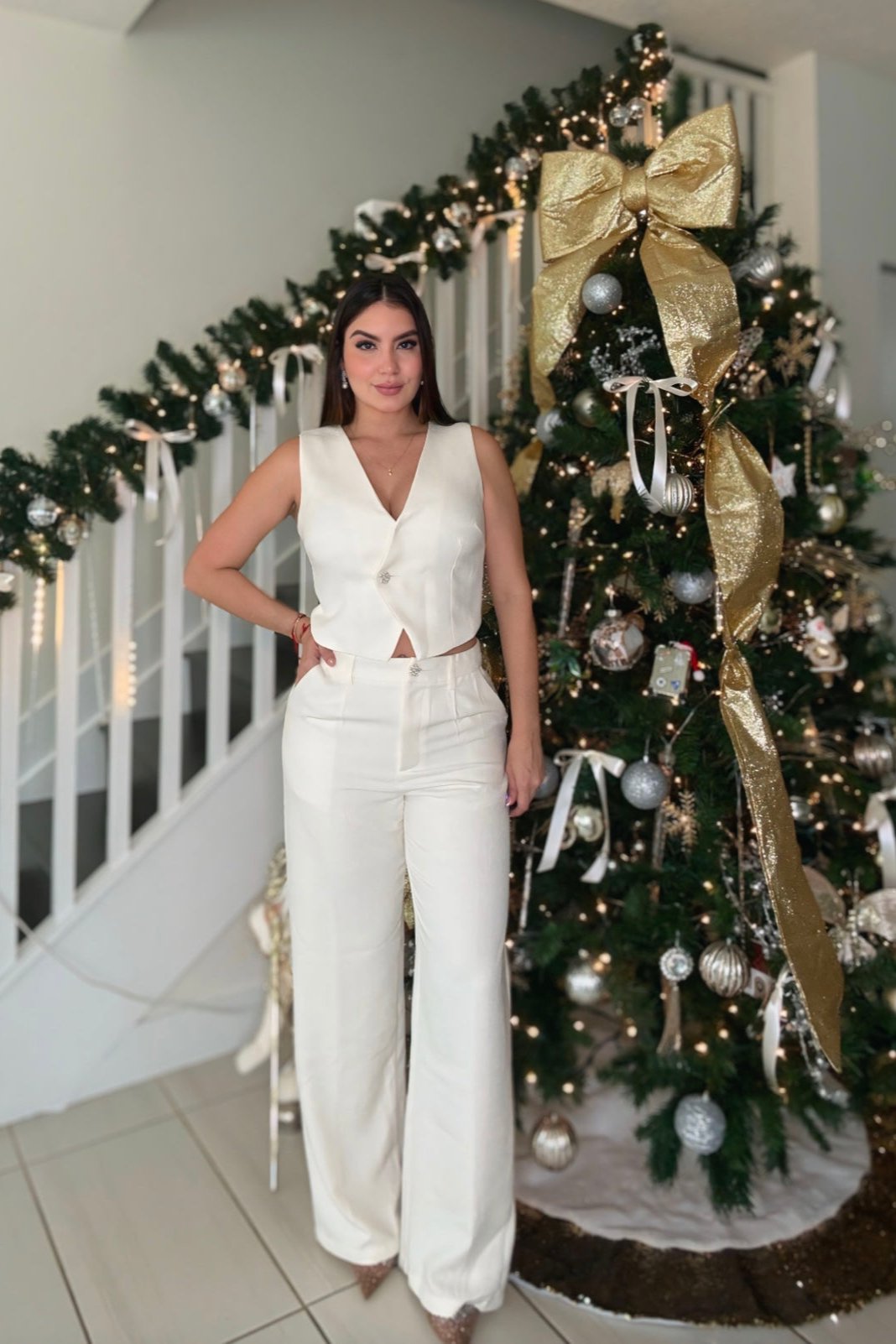 Grace White Pants Set