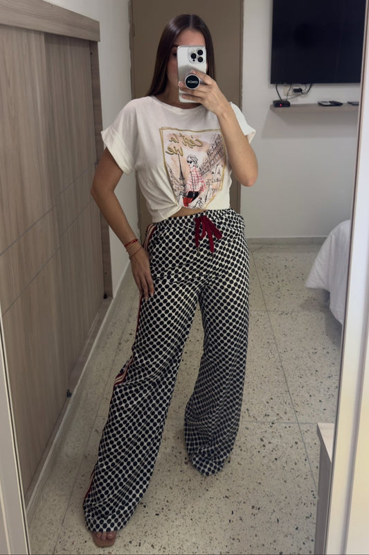 Polka Dots with Red Lines Pants
