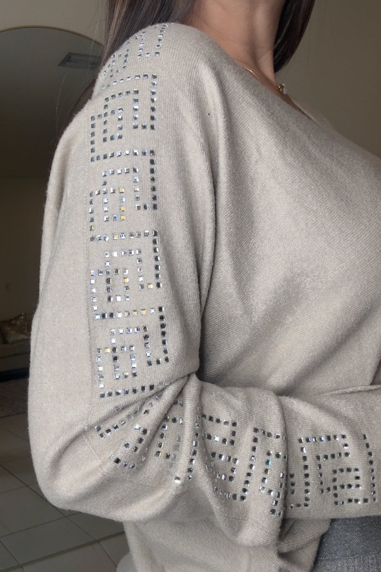 Shine in Winter Beige Sweater