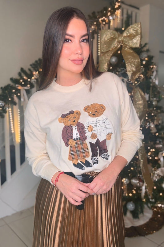 Teddy Bears Off White Sweater