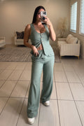 Essence Chic Linen Green Pants Set