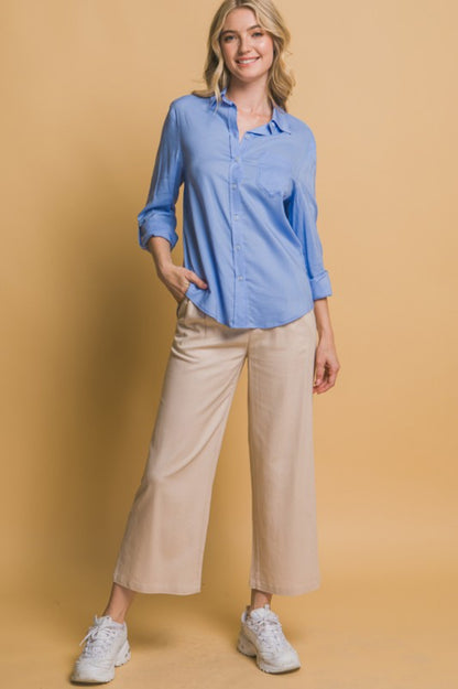Always Linen Blue Top