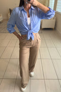 Classic Cut Linen Brown Pants