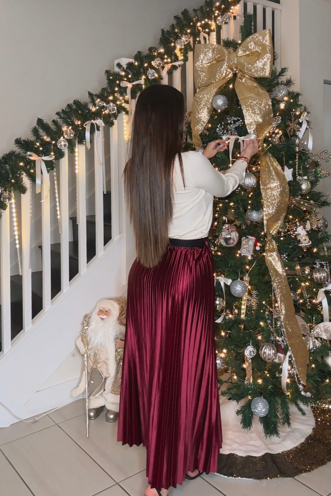 Burgundy Pleated Maxi Skirt