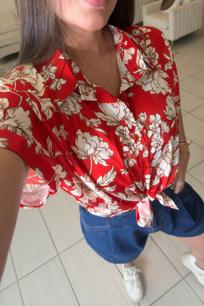 Poise Floral Red Top