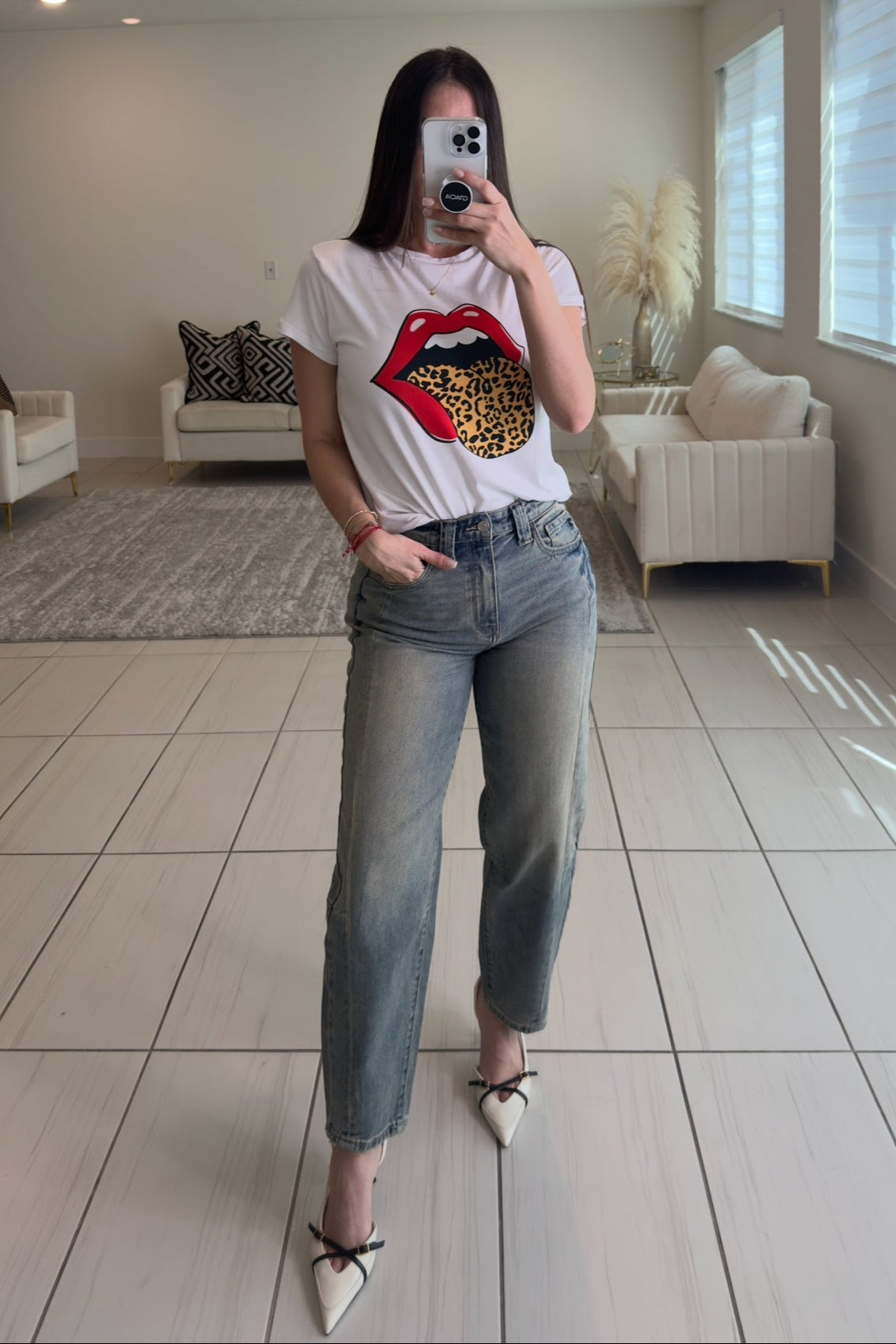 Rolling Animal Print White Top