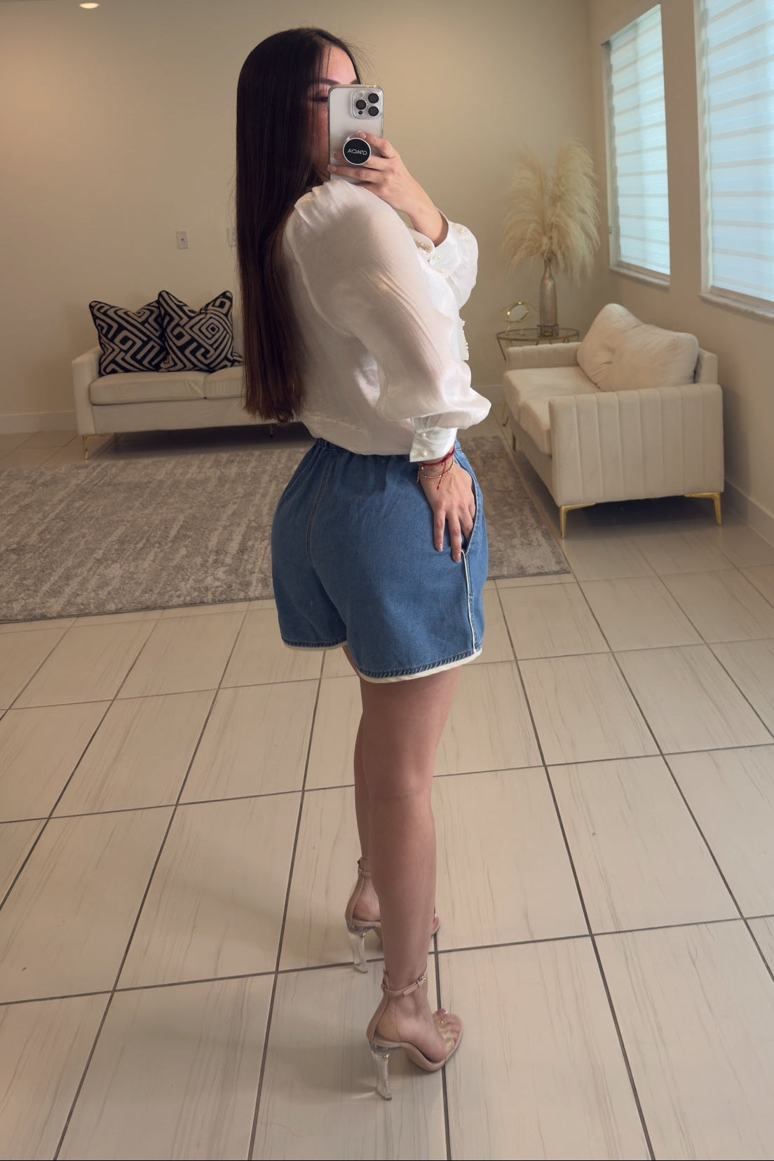 Pearl Embroidery Off White Top
