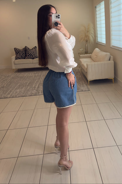 Pearl Embroidery Off White Top