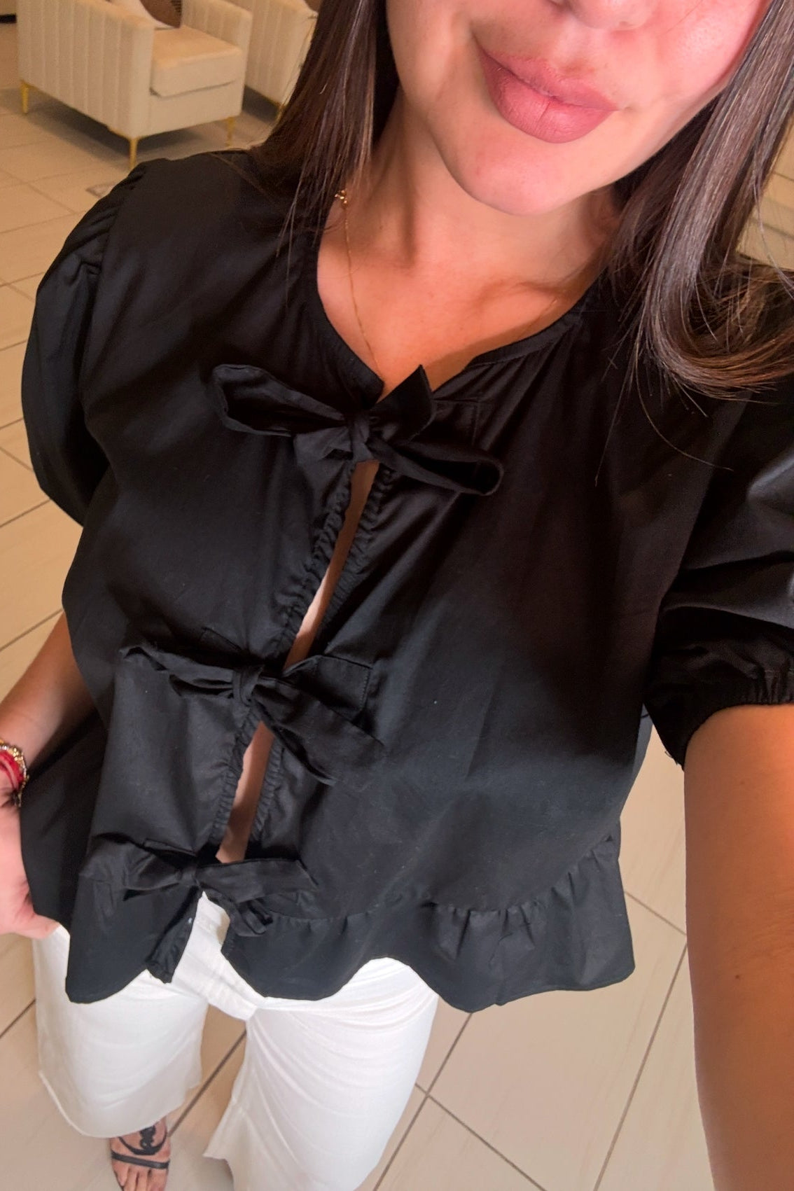 Coquette Bow Black Top