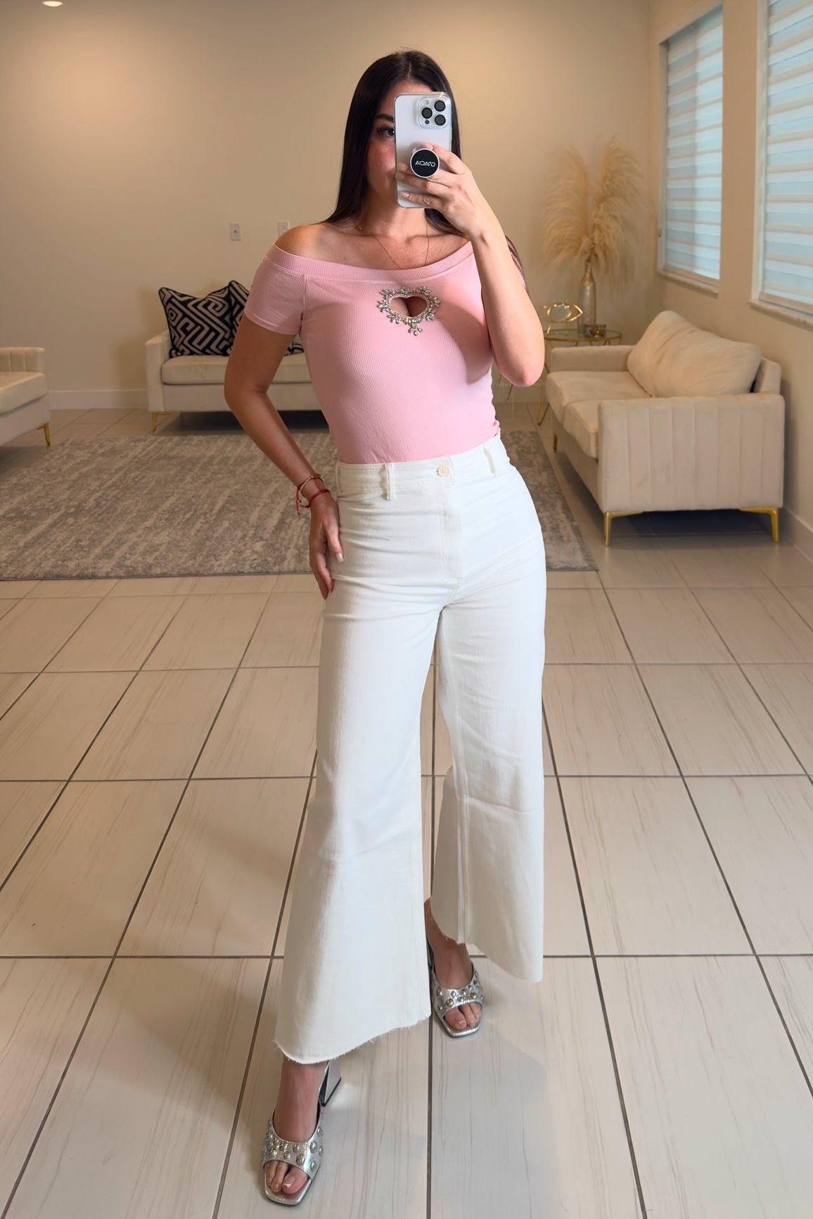 Shiny Heart Pink Top