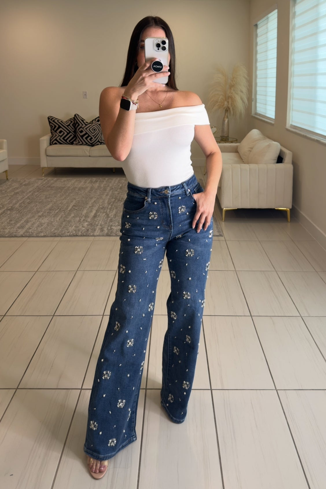 Chic Bandeau Neck White Top