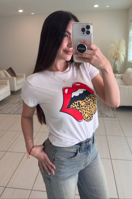 Rolling Animal Print White Top