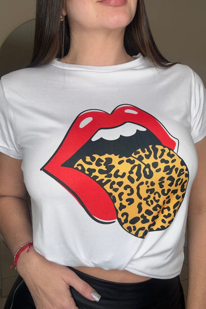 Rolling Animal Print White Top