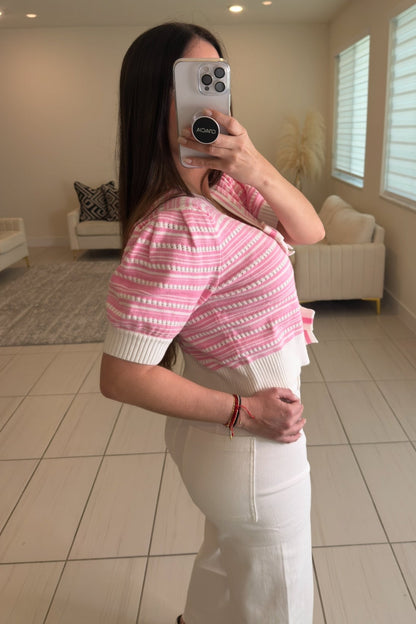 Coquette Bow Knit Pink Top