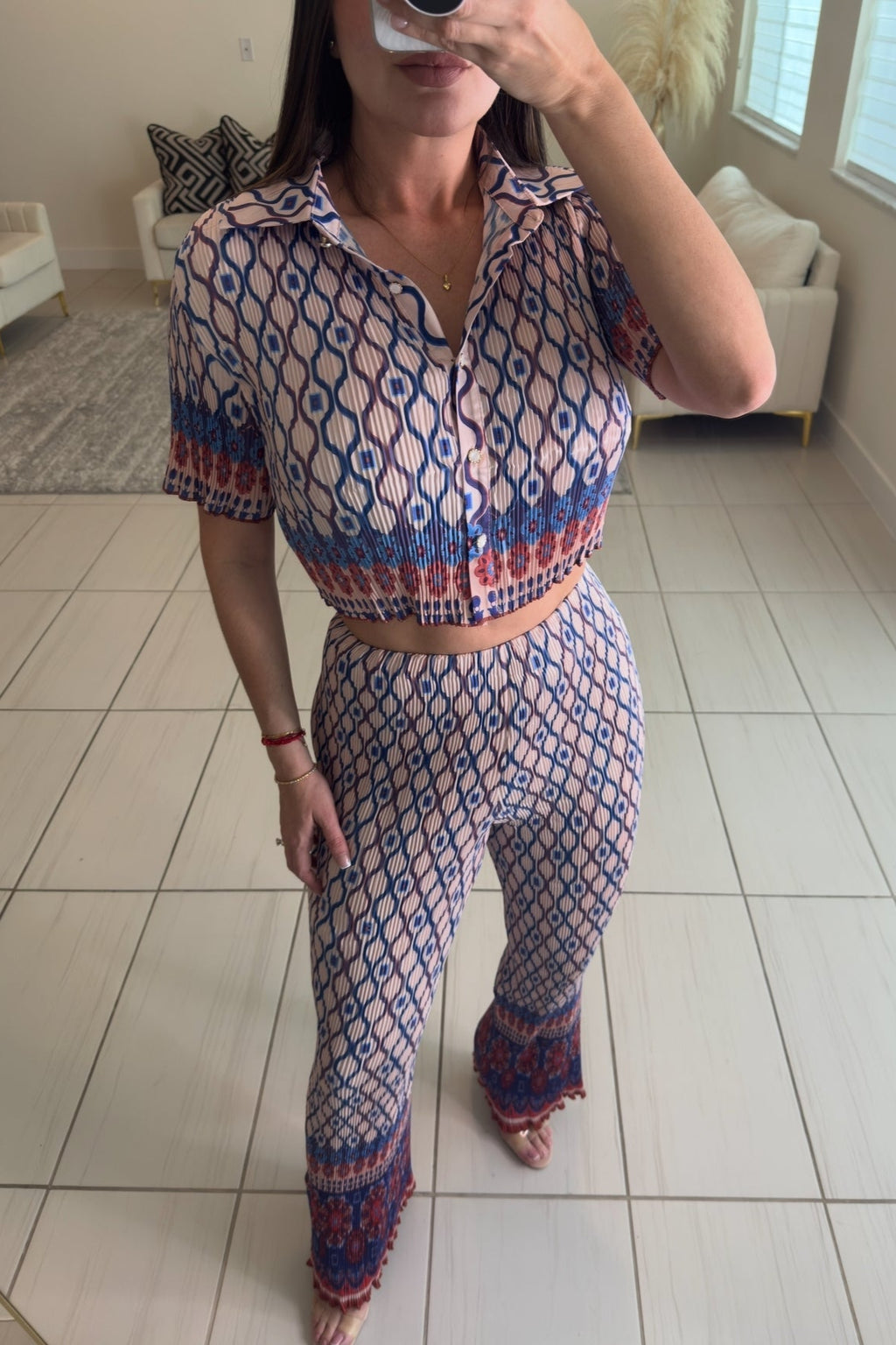Serenity Breeze Printed Pants Set