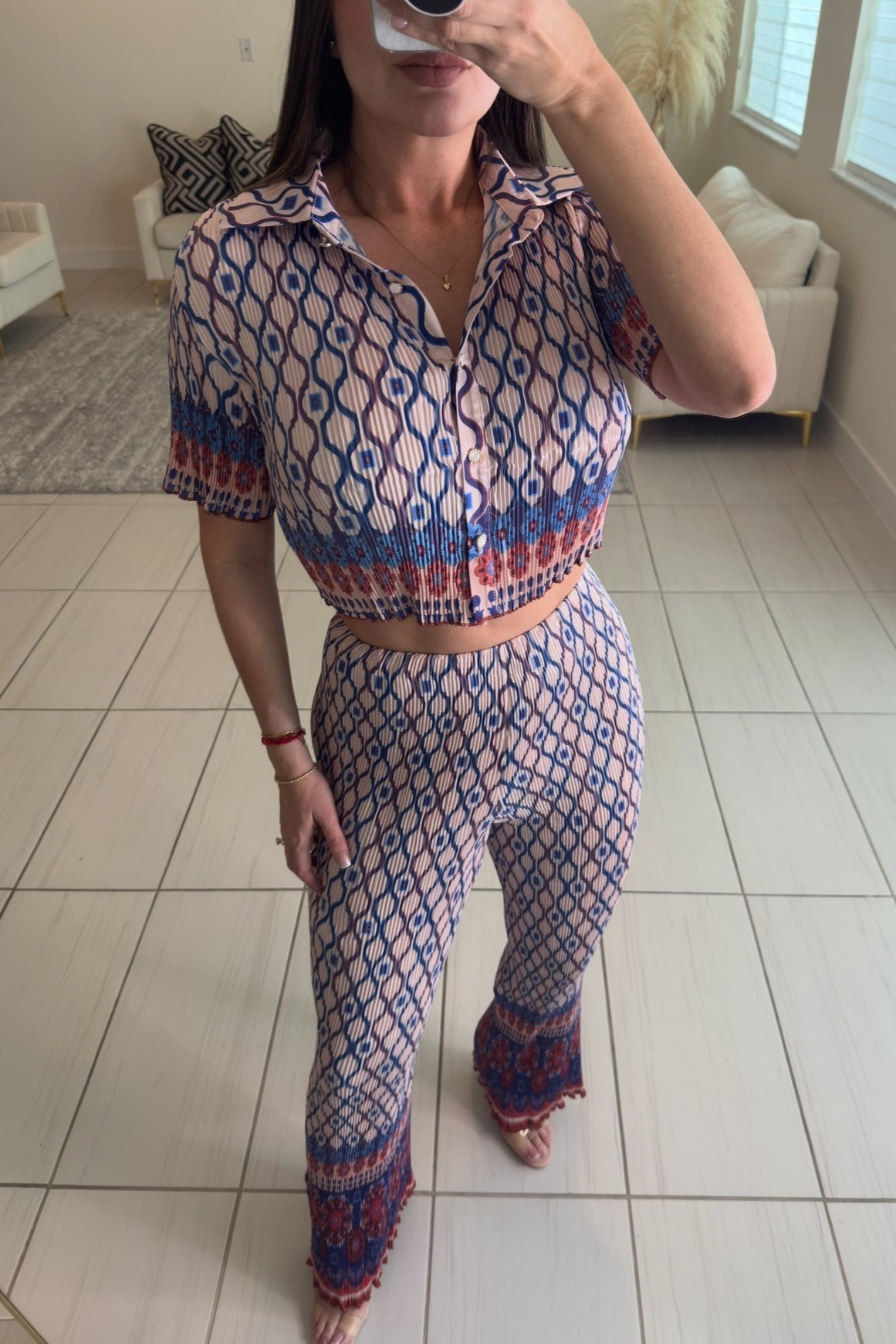 Serenity Breeze Printed Pants Set