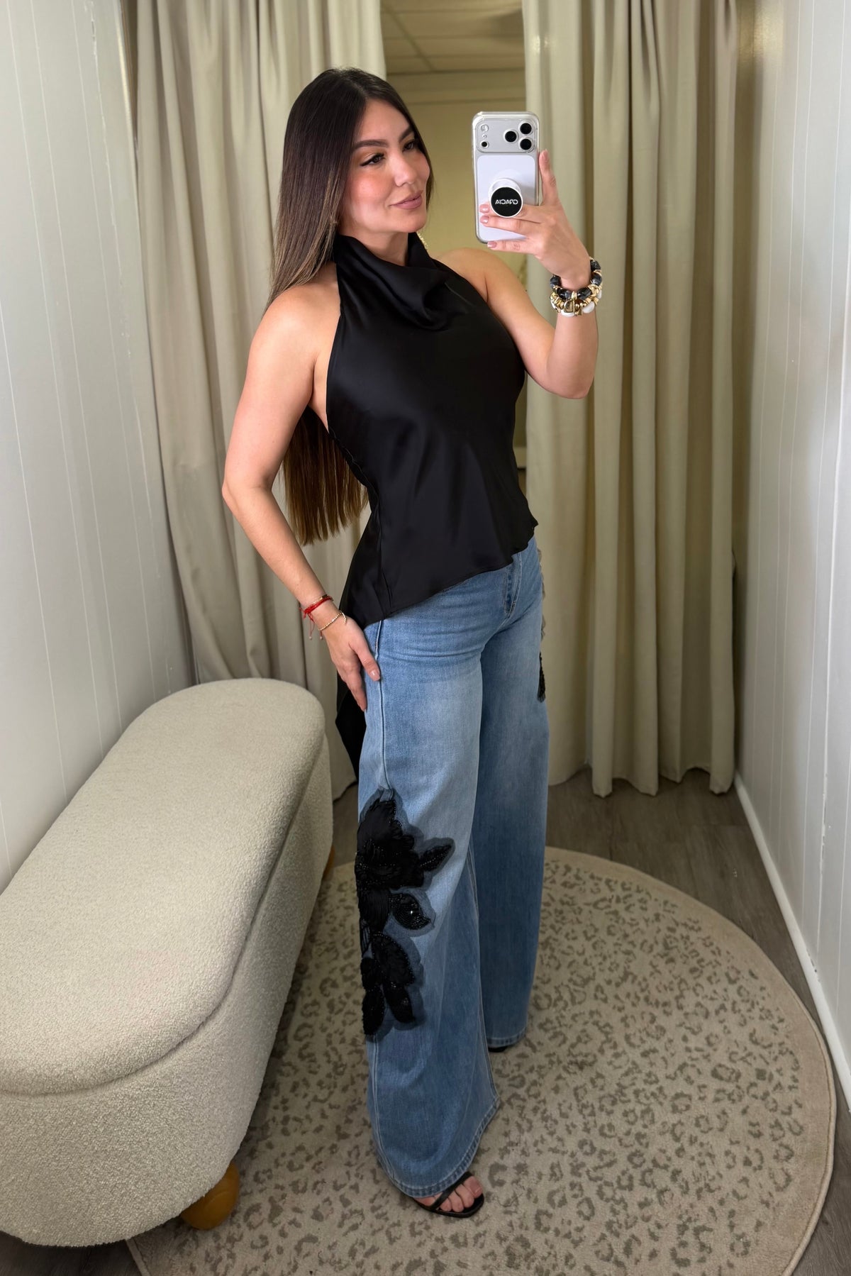 Elegance Asym Draped Black Top