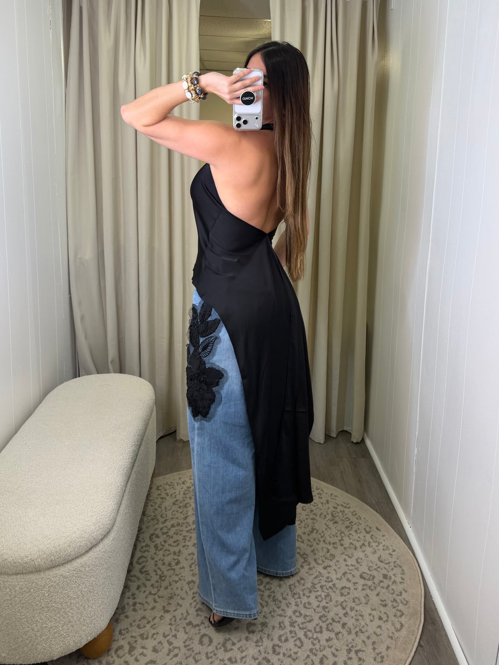 Elegance Asym Draped Black Top