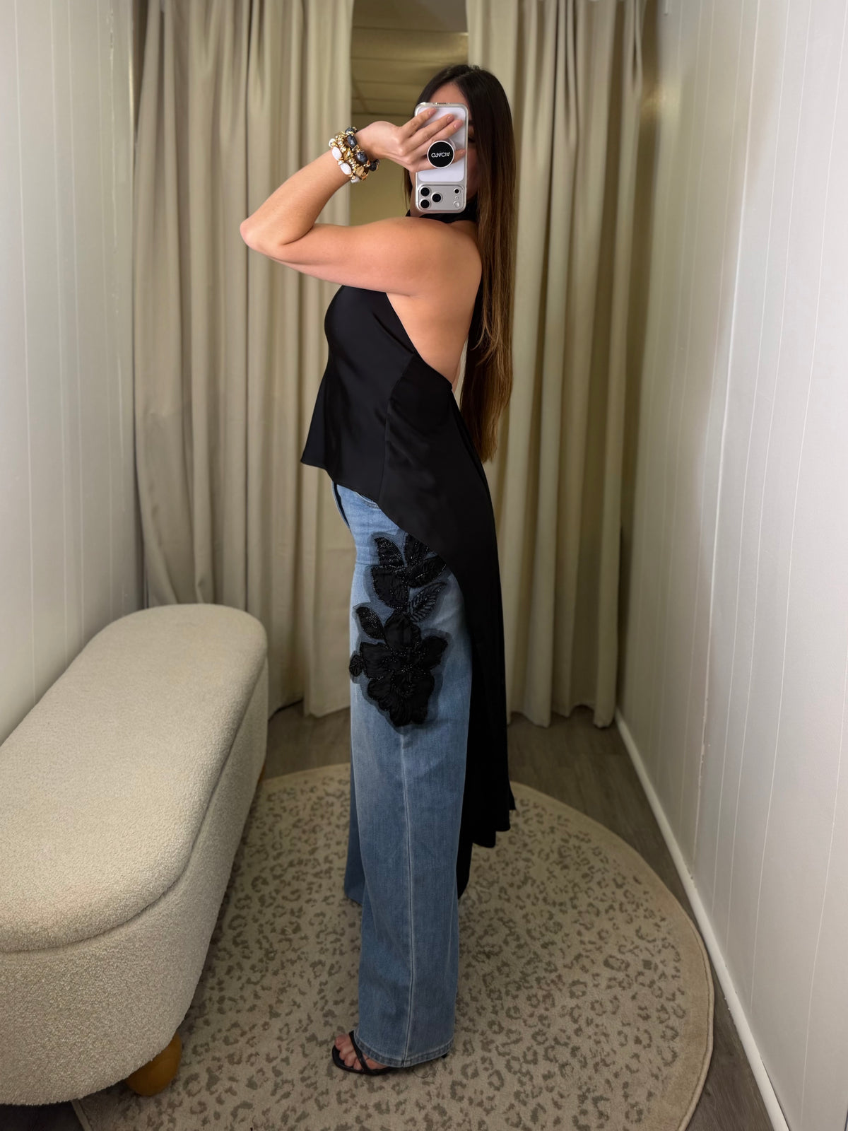 Elegance Asym Draped Black Top