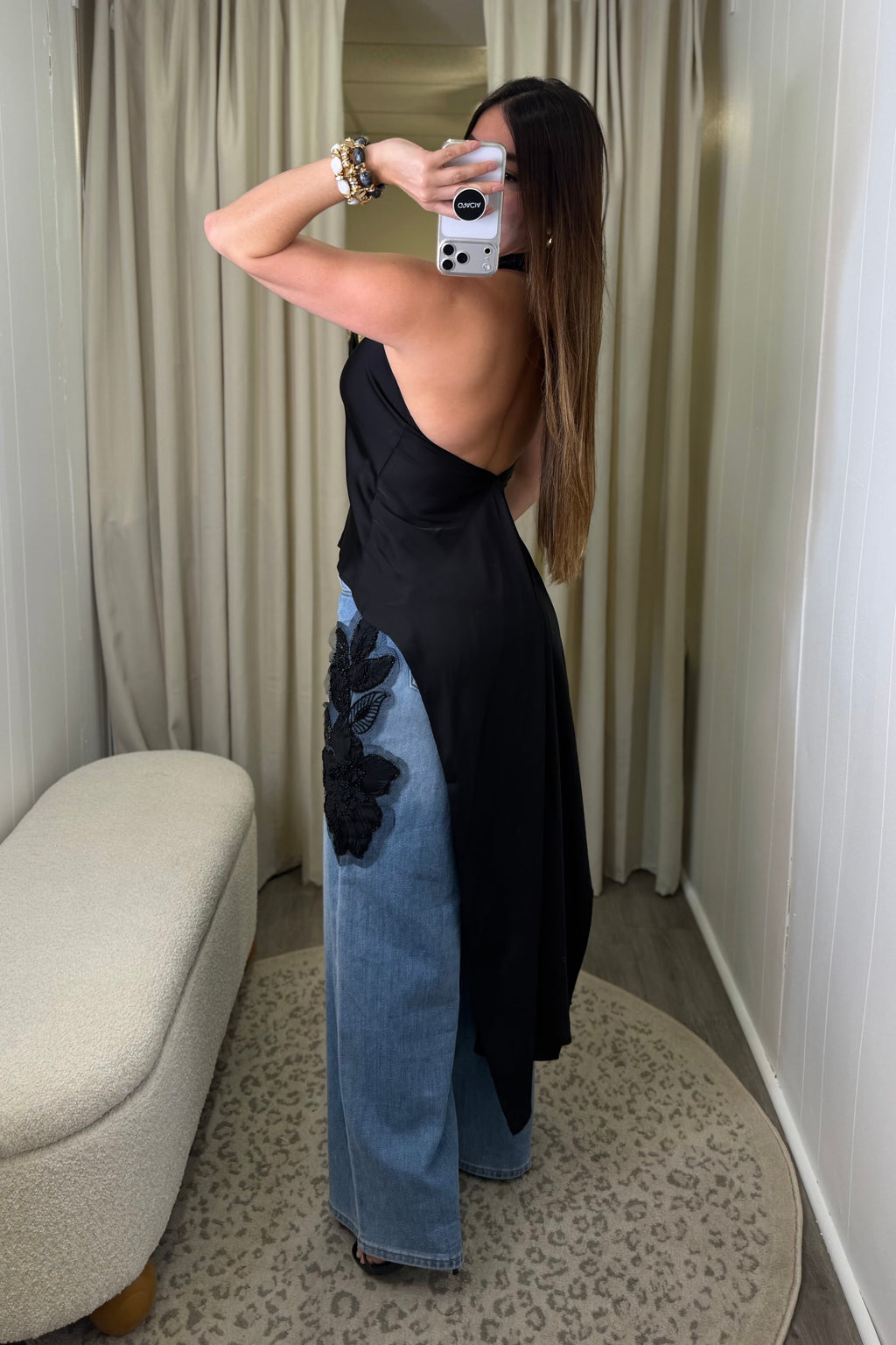 Elegance Asym Draped Black Top