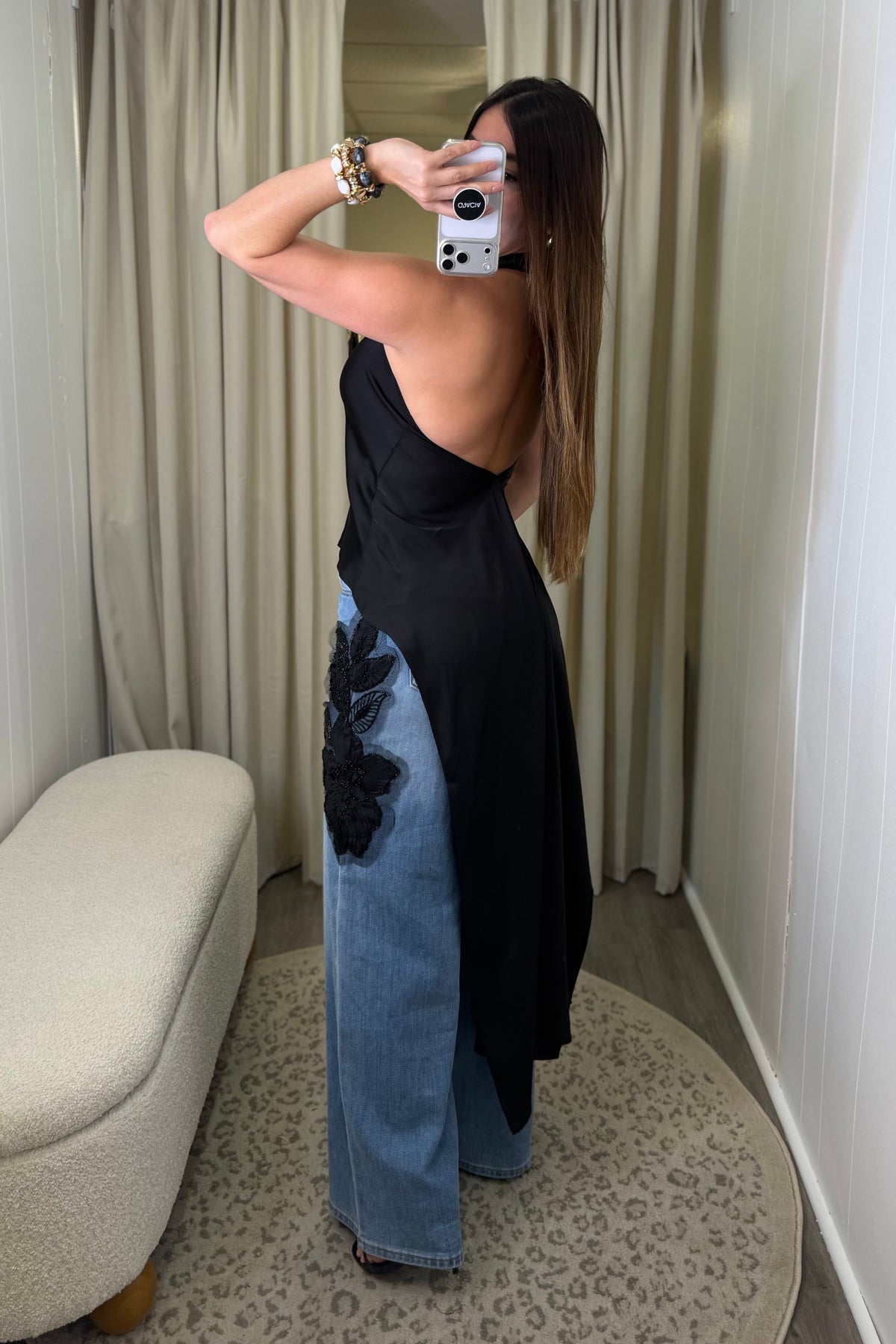 Elegance Asym Draped Black Top