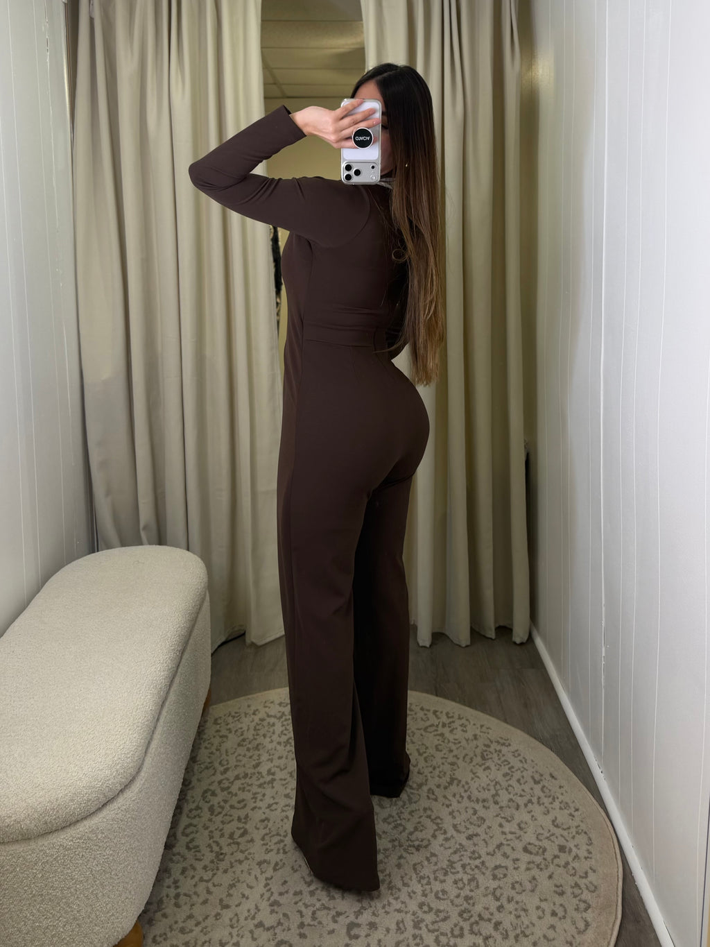 Luxe Wide Leg Brown Jumpsuit