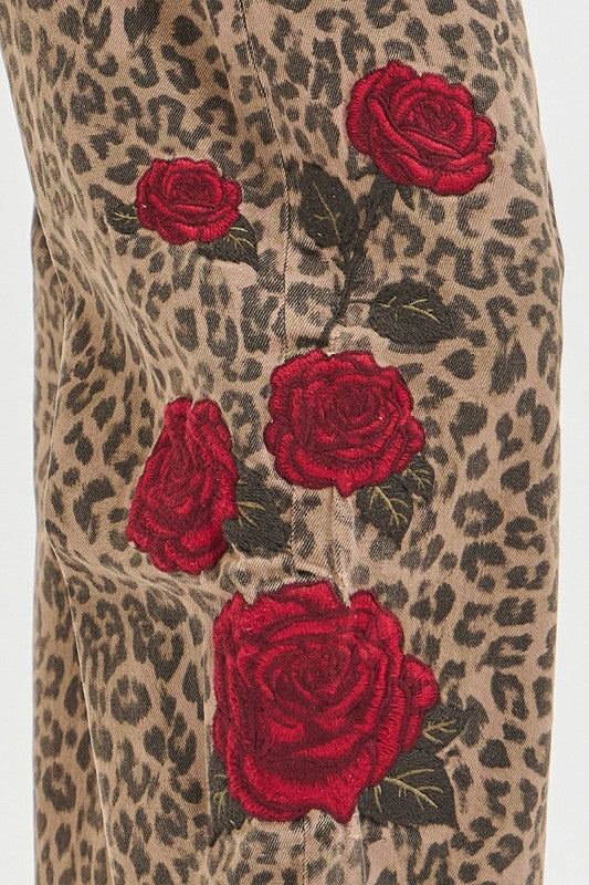 Wild Rose Leopard Barrel Pants