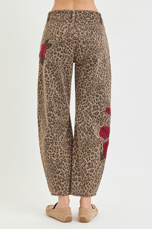Wild Rose Leopard Barrel Pants