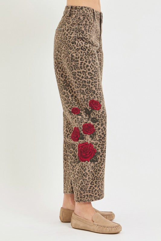Wild Rose Leopard Barrel Pants