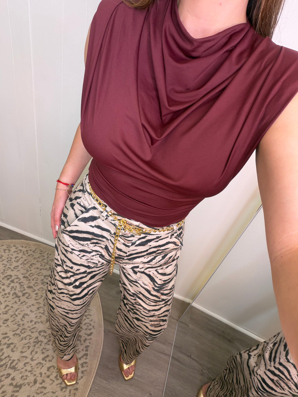 Wild Muse Zebra Beige Barrel Pants
