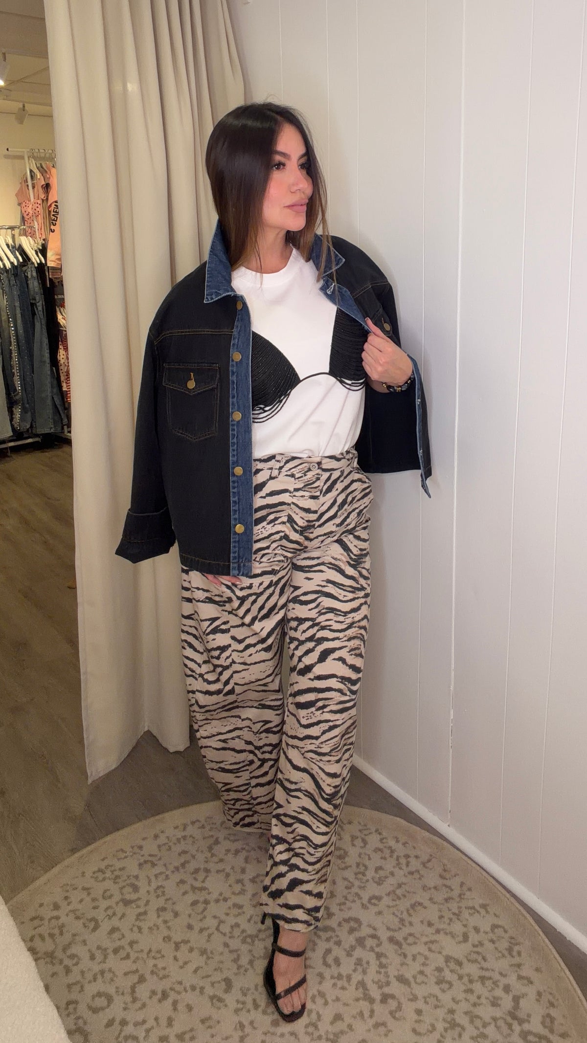 Iconic Contrast Black and Blue Denim Jacket