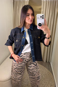 Iconic Contrast Black and Blue Denim Jacket