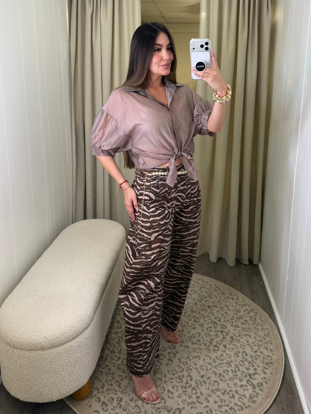 Wild Muse Zebra Brown Barrel Pants