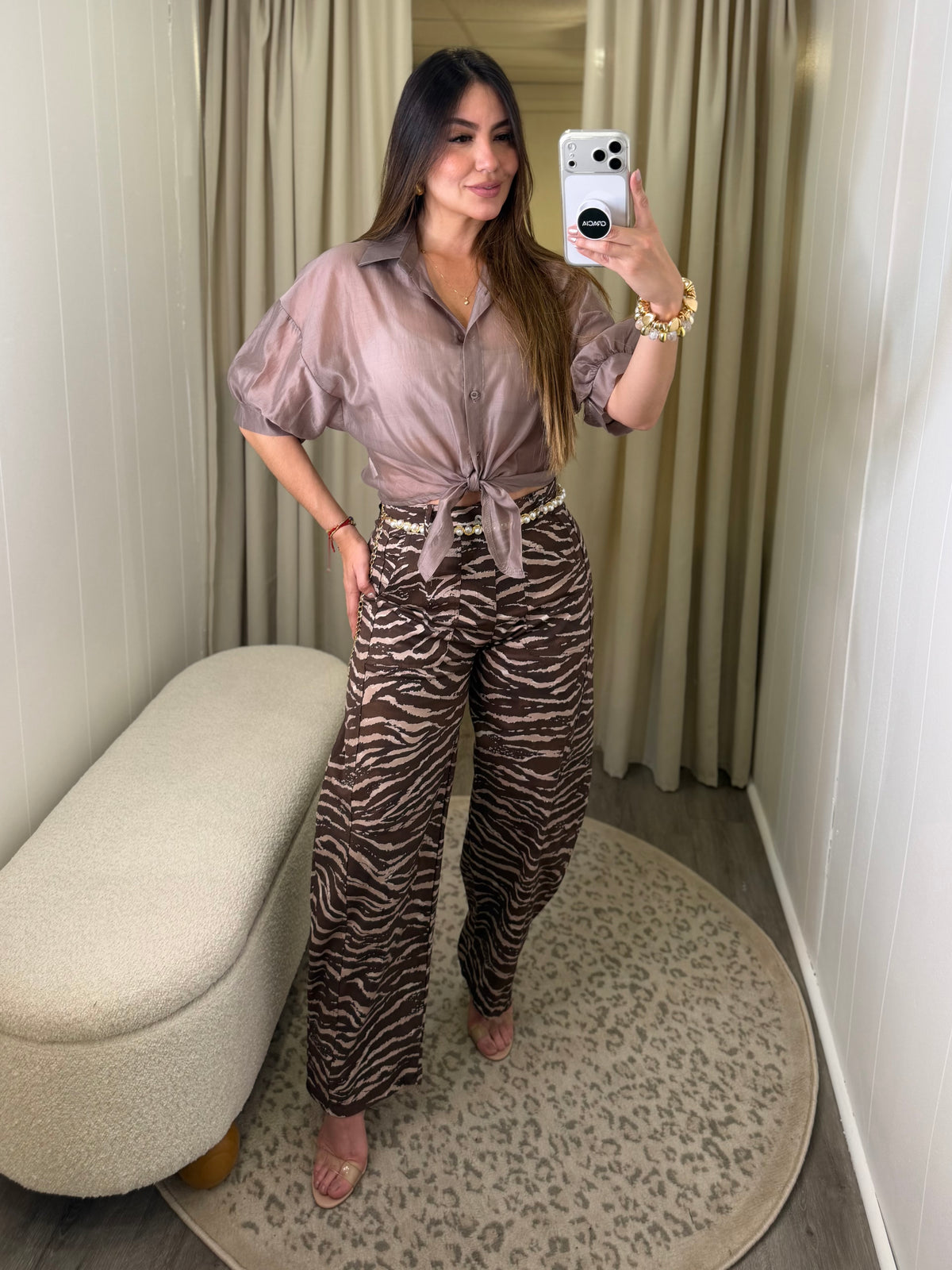 Wild Muse Zebra Brown Barrel Pants