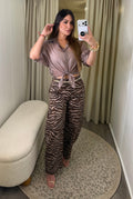 Wild Muse Zebra Brown Barrel Pants