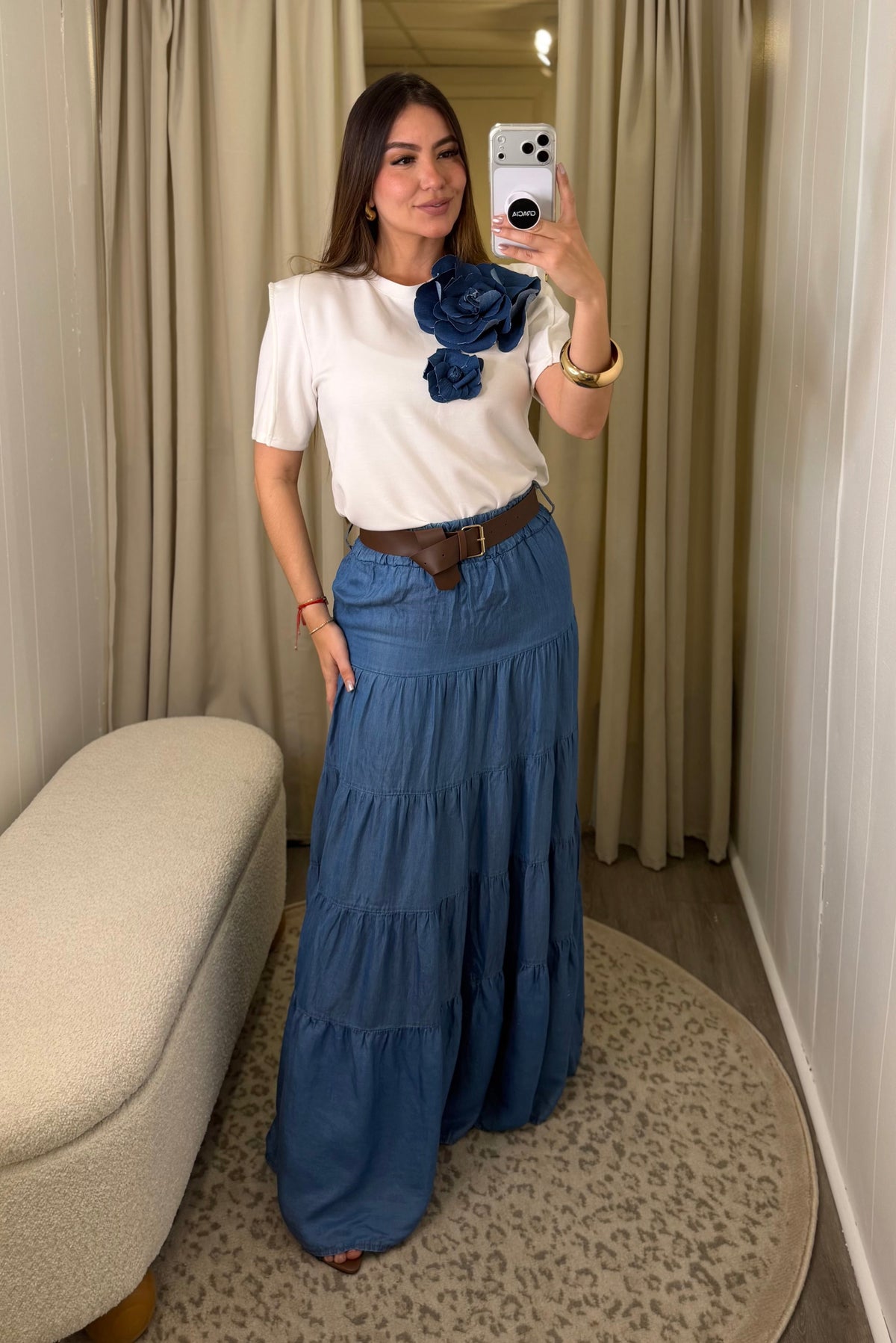 Azure Flow Denim Skirt