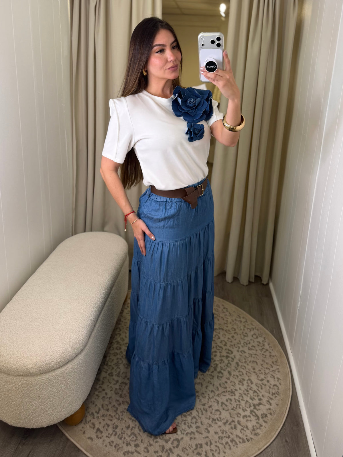 Azure Flow Denim Skirt