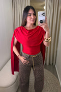 Scarlet Drama Cape Red Top